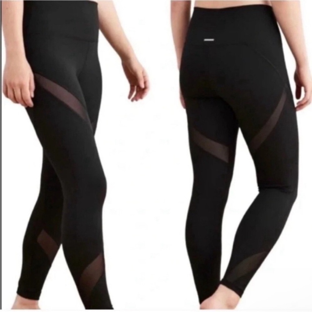 AERIE Chill Play Move Black Mesh Leggings Size Small Athletic Activewear